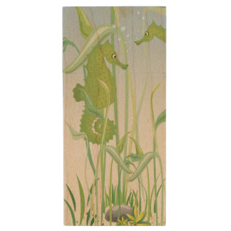 Seahorse Ocean Adventure Wood USB Flash Drive