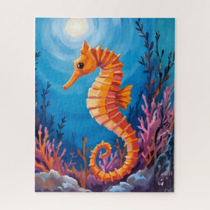 Seahorse Ocean Animal Coral Reef Watercolor Jigsaw Puzzle