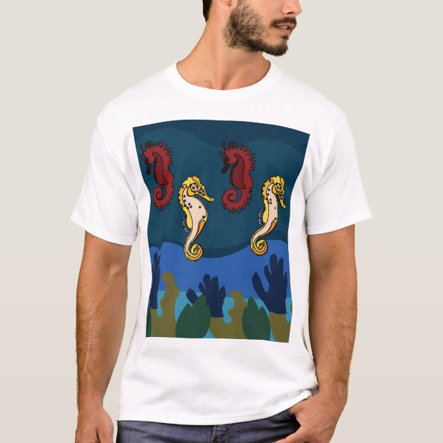 Seahorse Ocean Colorful Animal T-Shirt (Front)
