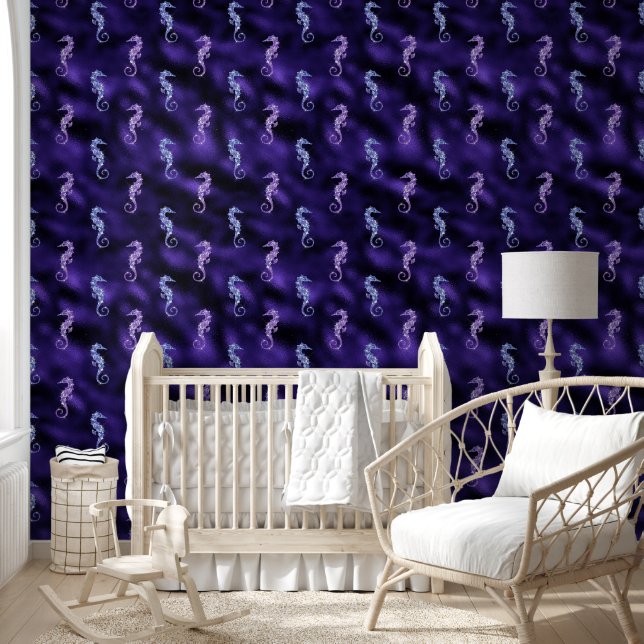 Seahorse ocean glamour sparkle girly sea creature wallpaper  (Kids)