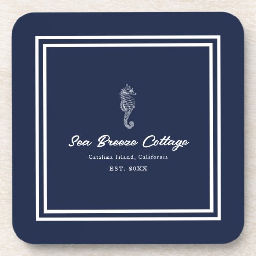 Seahorse of the Sea Blue and White Edition Beverage Coaster