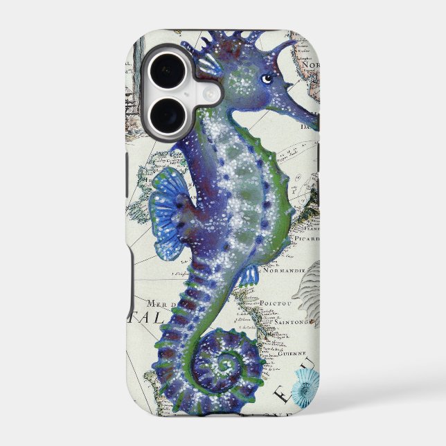 Seahorse Old Map Iphone Case (Back)