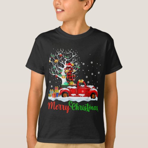 Seahorse On Red Truck Christmas Pajama Funny Xmas  T_Shirt