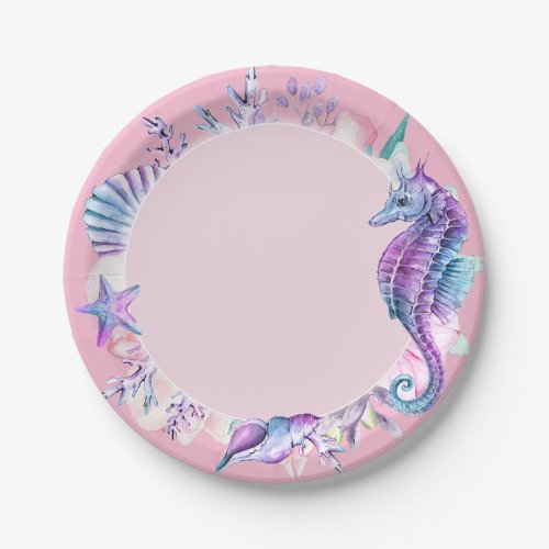 Seahorse or Mermaid Birthday Party Plate