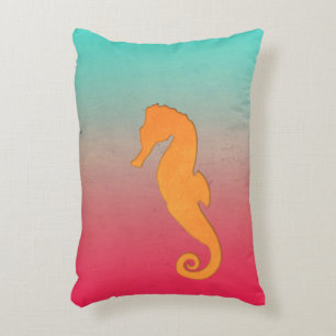 Seahorse orange silhouette Simple Nautical beach Accent Pillow