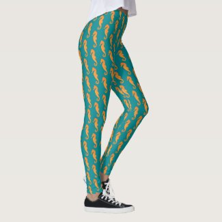 Seahorse orange silhouette Simple pattern Nautical