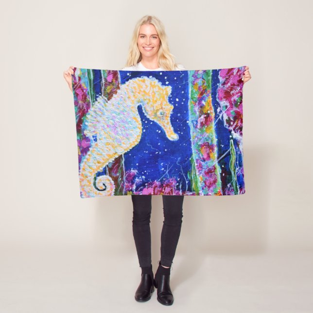 Seahorse Painting Fleece Blanket (In Situ)