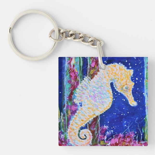 Seahorse Painting Keychain (Front)