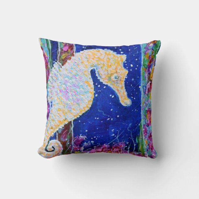 Seahorse Painting Throw Pillow (Front)