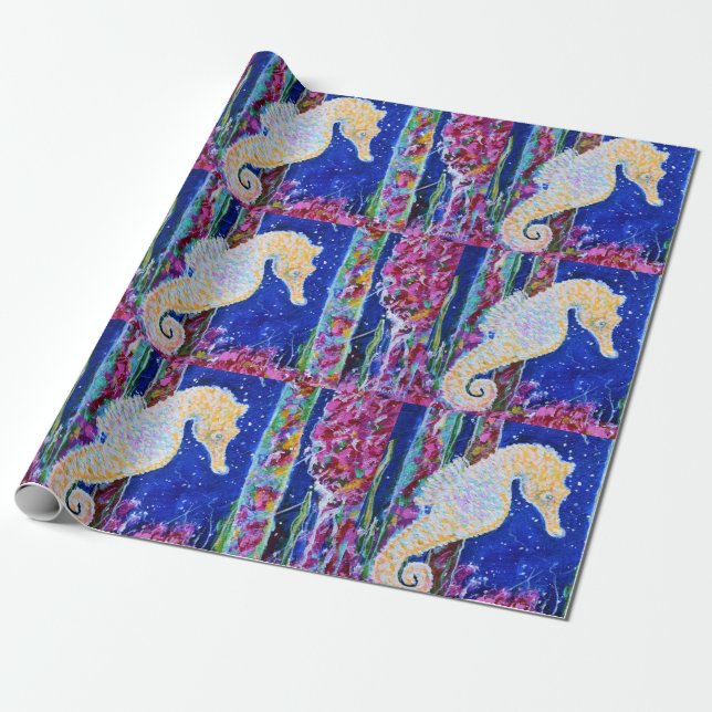 Seahorse Painting Wrapping Paper (Unrolled)