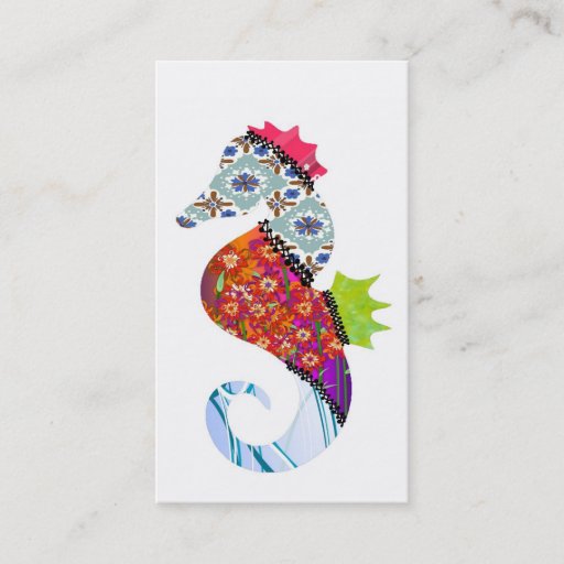 Customizable Seahorse Patchwork Pet Business Cards