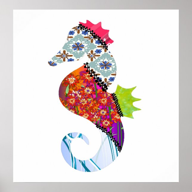 Seahorse Patchwork Pet Print (Front)