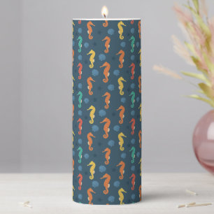 Seahorse Pattern Pillar Candle