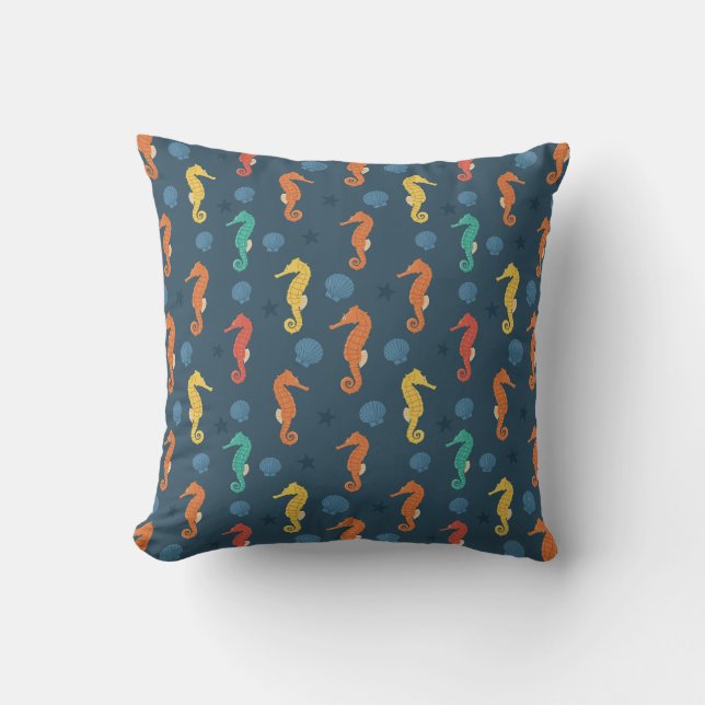 Seahorse Pattern Throw Pillow (Front)