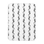 Seahorse Pattern with Antique Art Black & White Magnet
