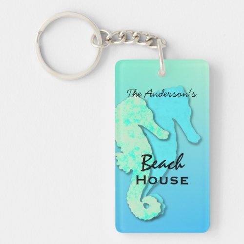 Seahorse Personalized Family Beach House Key Ring