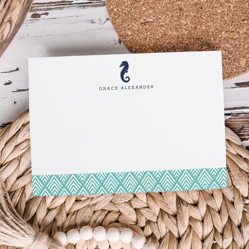 Seahorse Personalized Stationery Flat Cards