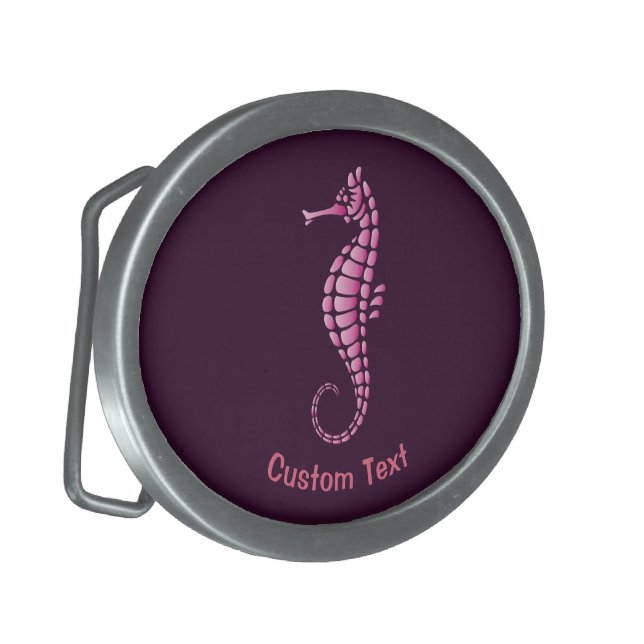 Seahorse Pink Belt Buckle (Front Left)