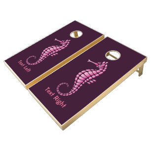 Seahorse Pink Cornhole Set