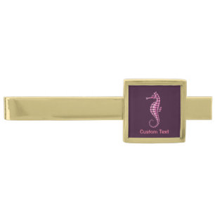 Seahorse Pink Gold Finish Tie Bar