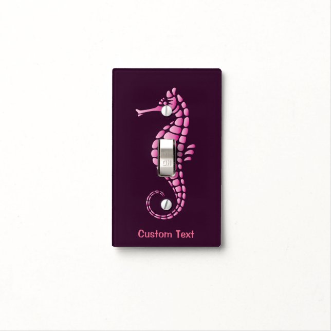 Seahorse Pink Light Switch Cover (In Situ)