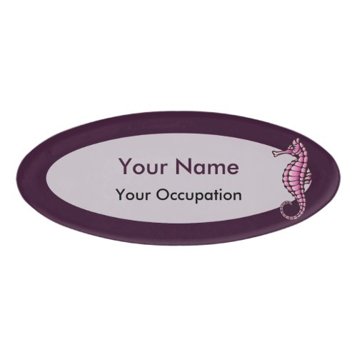 Seahorse Pink Name Tag
