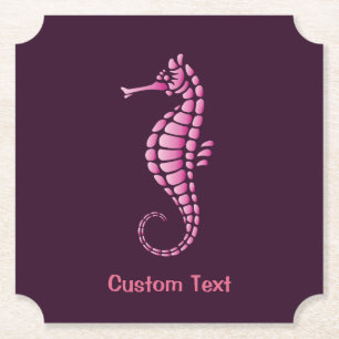 Seahorse Pink Paper Coaster