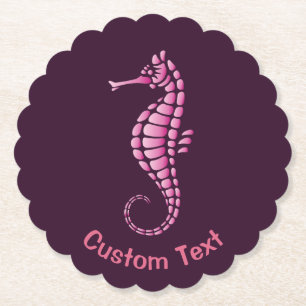 Seahorse Pink Paper Coaster