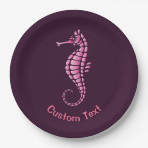 Seahorse Pink Paper Plates