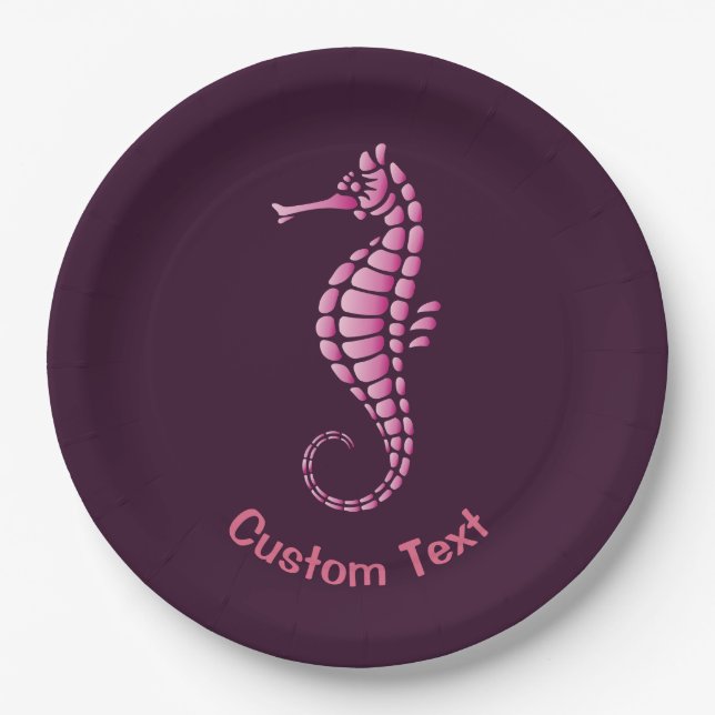Seahorse Pink Paper Plates (Front)