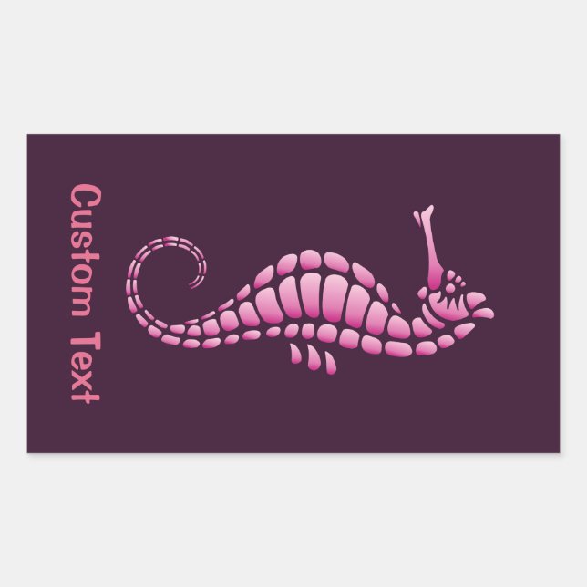 Seahorse Pink Rectangular Sticker (Front)