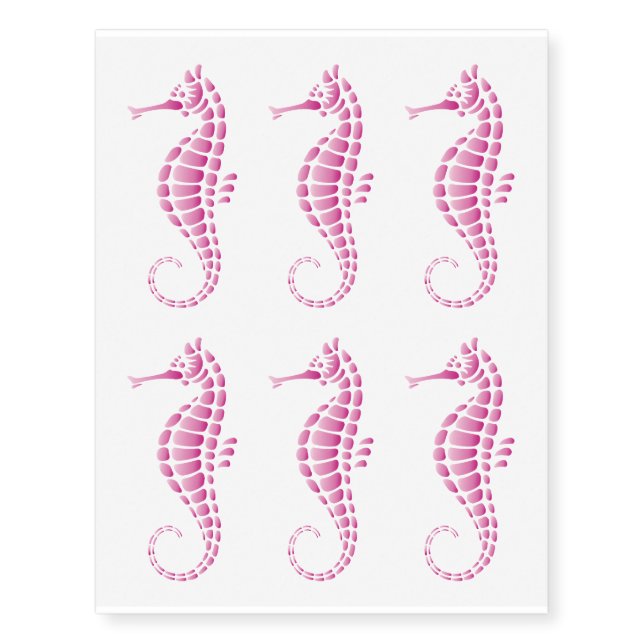 Seahorse Pink Temporary Tattoos (Front)