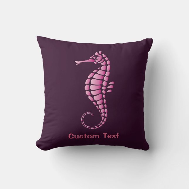 Seahorse Pink Throw Pillow (Front)