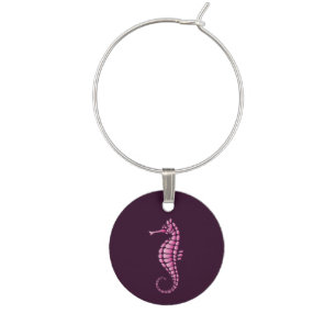 Seahorse Pink Wine Charm