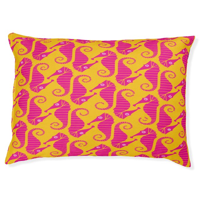 Seahorse Pink & Yellow Pattern Pet Bed (Front)