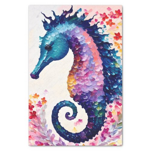 Seahorse Rainbow Floral Art Tissue Paper
