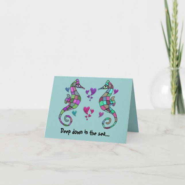 Seahorse Rainbow Valentines Cards (Front)