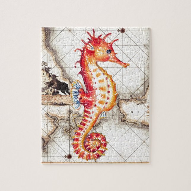SEAHORSE RED MAP II JIGSAW PUZZLE (Vertical)