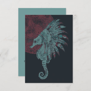 seahorse red moon invitation