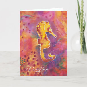 Seahorse; reproduction of handprinted silk design. card