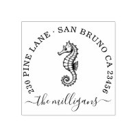 Seahorse Return Address Stamp – Ocean Elegance