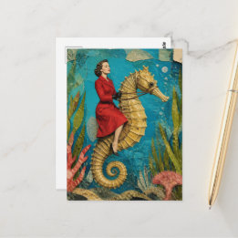 Seahorse Ride Fantasy Postcard