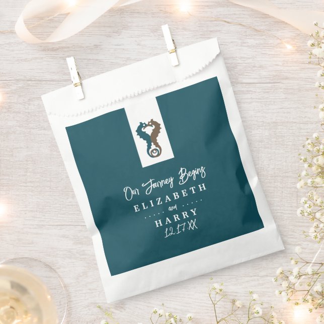 Seahorse Romance, Beach Wedding Favor Bag (Clipped)
