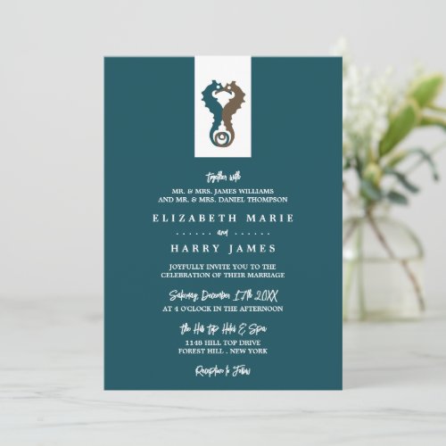 Seahorse Romance Beach Wedding Invitation
