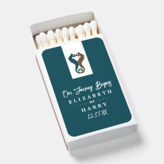 Seahorse Romance, Beach Wedding Matchboxes