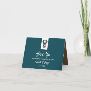 Seahorse Romance, Beach Wedding Thank You Card