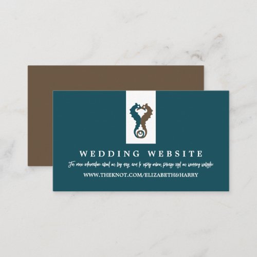 Seahorse Romance Beach Wedding Website Enclosure Card