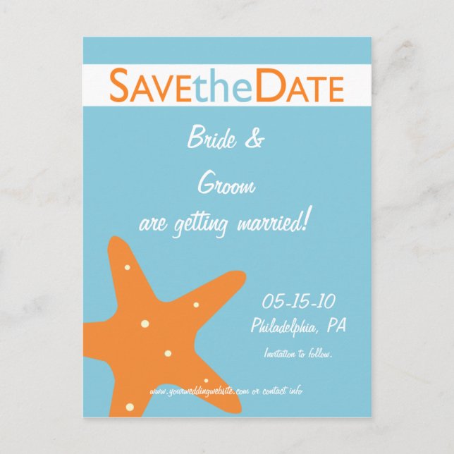 Seahorse Save the Date Announcement Postcard (Front)