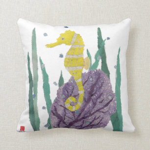 Seahorse, Sea Fan Throw Pillow