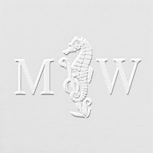 Seahorse Sea Horse 2 Initial Wedding Monogram Embosser